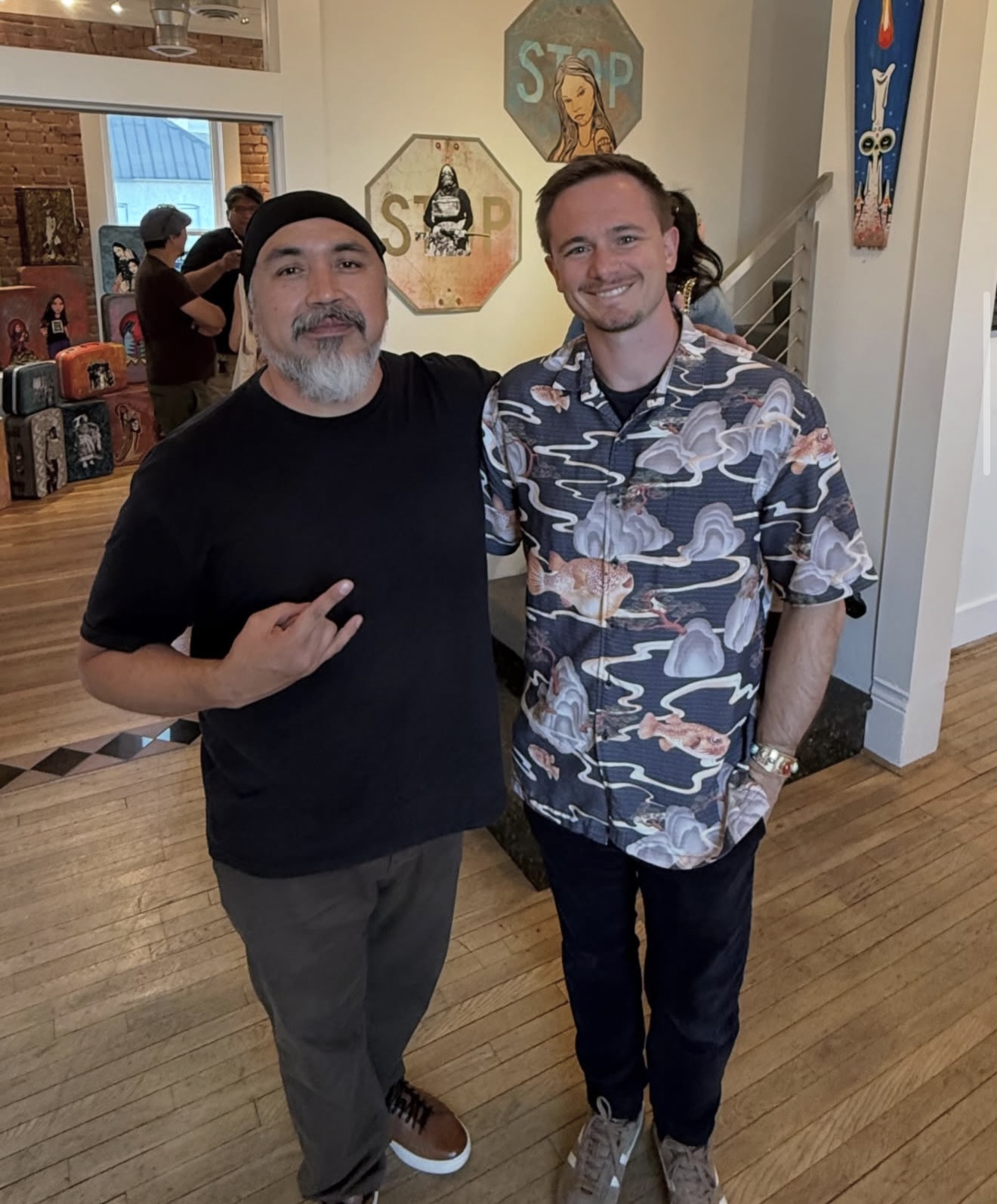 Charles Sublette with Thomas Breeze Marcus at Earth Maker Gallery in 2026